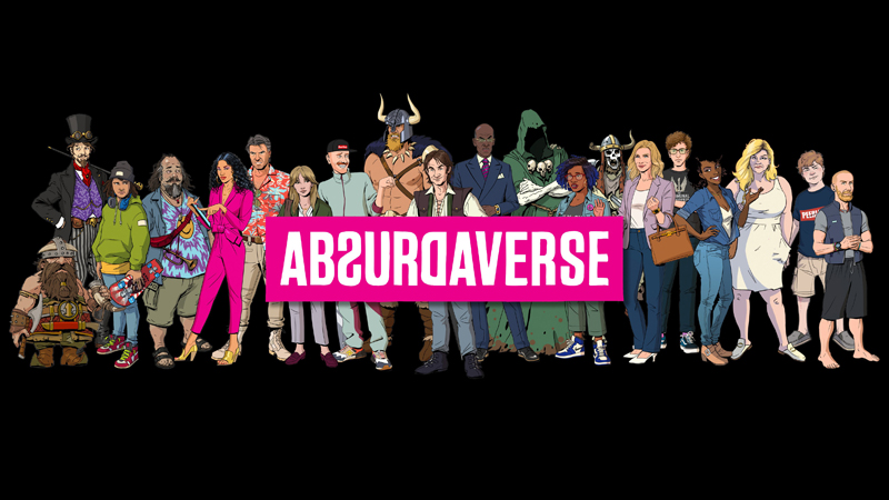 An Aburdaverse illustration depicting various characters.