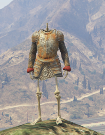 An undead conquistador, but missing his helmeted head and Musket.