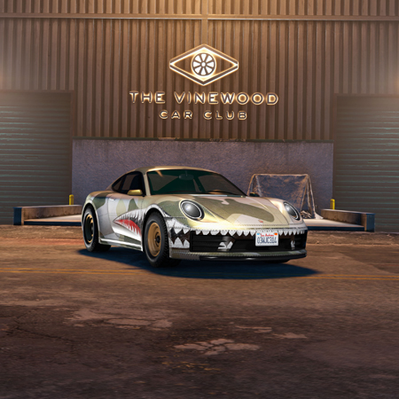 Pfister Comet S2 в раскраске Shark Attack в автоклубе Вайнвуда.