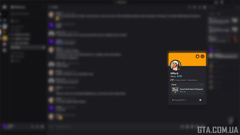 Example of Rich Presence in Discord while playing GTA V Enhanced.