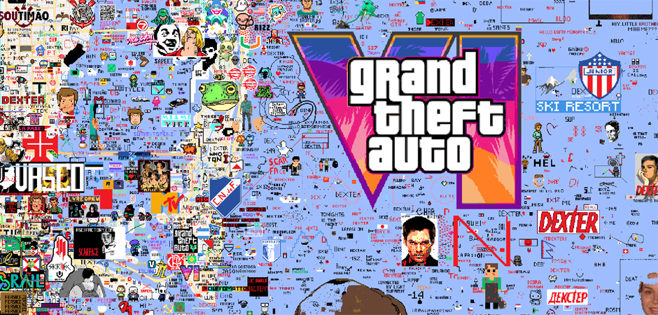 Массивный логотип GTA VI в районе Майами. Простите, Вайс Сити.