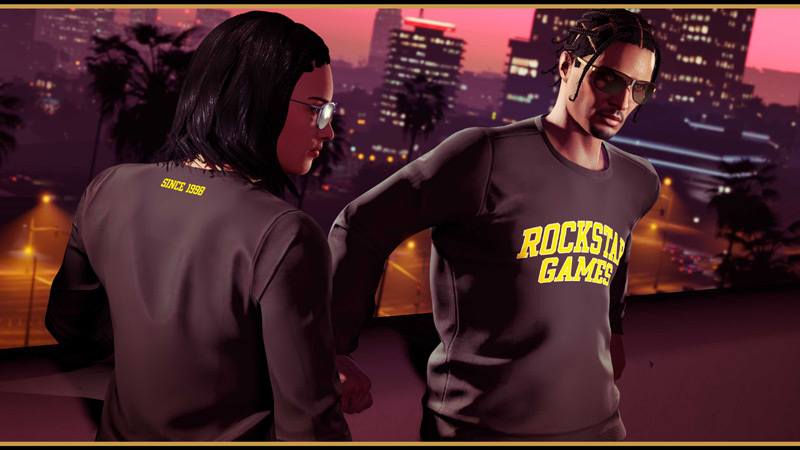 Black Rockstar Varsity Crewneck.