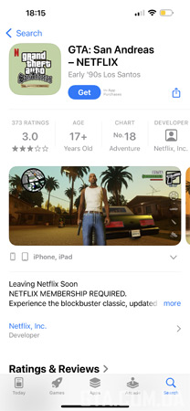 Netflix version of GTA: San Andreas — Definitive Edition on the App Store.
