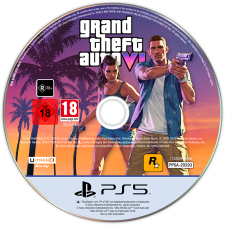 Фанатская фантазия на тему того, как может выглядеть диск Grand Theft Auto VI на PS5. Автор: STARBREEZE20