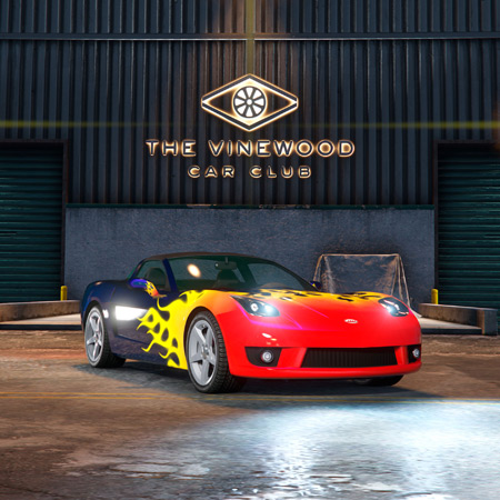 Invetero Coquette D5 в раскраске Flames в автоклубе Вайнвуда.