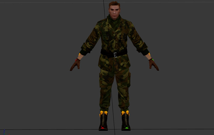 Unfinished spy character model.