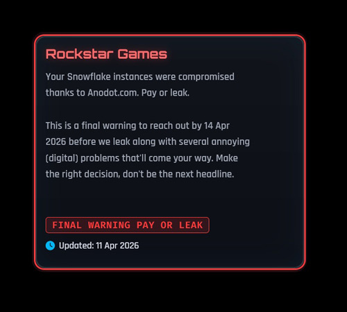 Message from ShinyHunters.