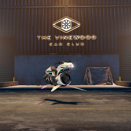 Pegassi Oppressor Mk II в раскраске Sessanta Nove Multi-Color в автоклубе Вайнвуда.