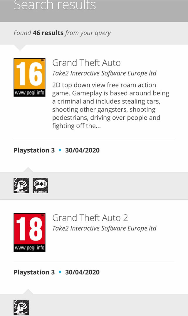 Первые две GTA получили возрастной рейтинг для PS3