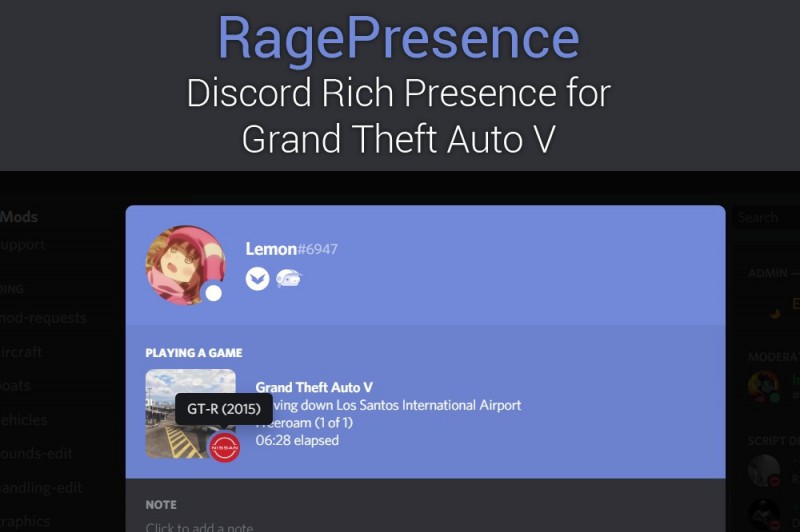 RagePresence: Discord RPC for GTA V v0.2