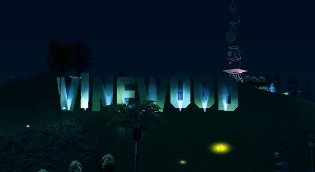 Подсветка надписи Vinewood	