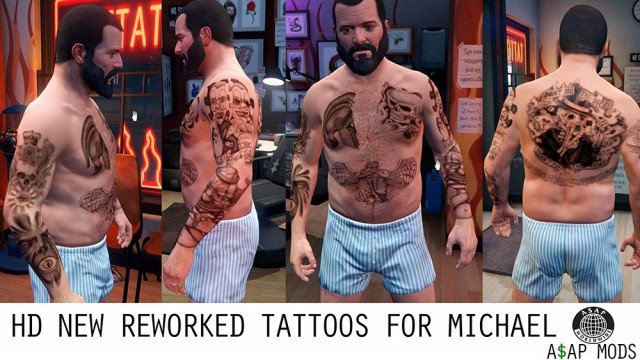 HD Tattoos for Trevor Franklin & Michael v1.8